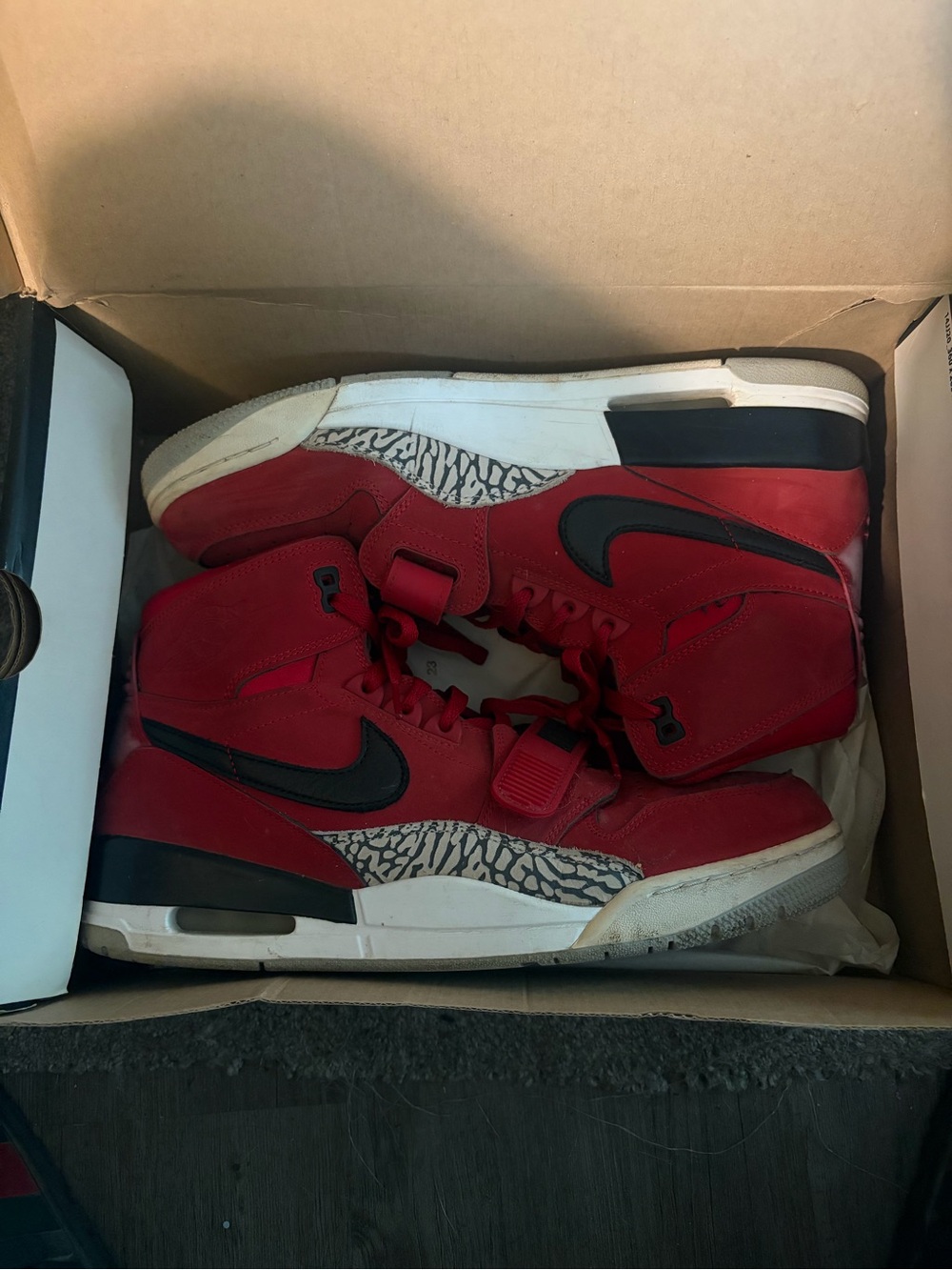 Jordan Men’s Red and Black High-Top Sneakers with Elephant Print